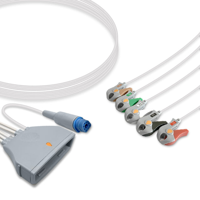 Philips ECG Telemetry Leadwire Cable 5-Lead Adult/Pediatric Pinch/Grabber w/ SpO2 - 989803171851