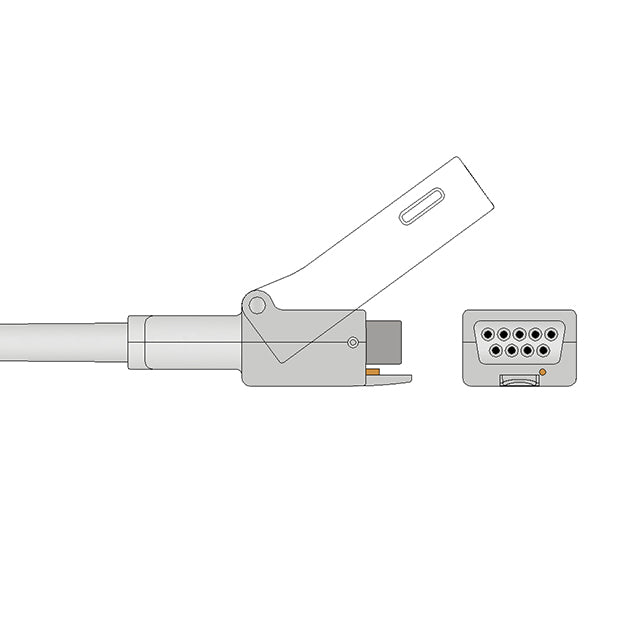 Masimo 2055 (Red LNC-4) SpO2 Adapter Cable 3.5ft - Use w/ Nellcor OxiSmart Sensor - Reusable