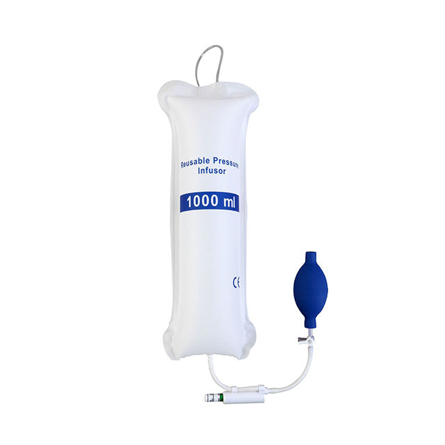 Pressure Infusion Bag Disposable White Nylon 1000ml Single Tube w/ Displayer - Disposable